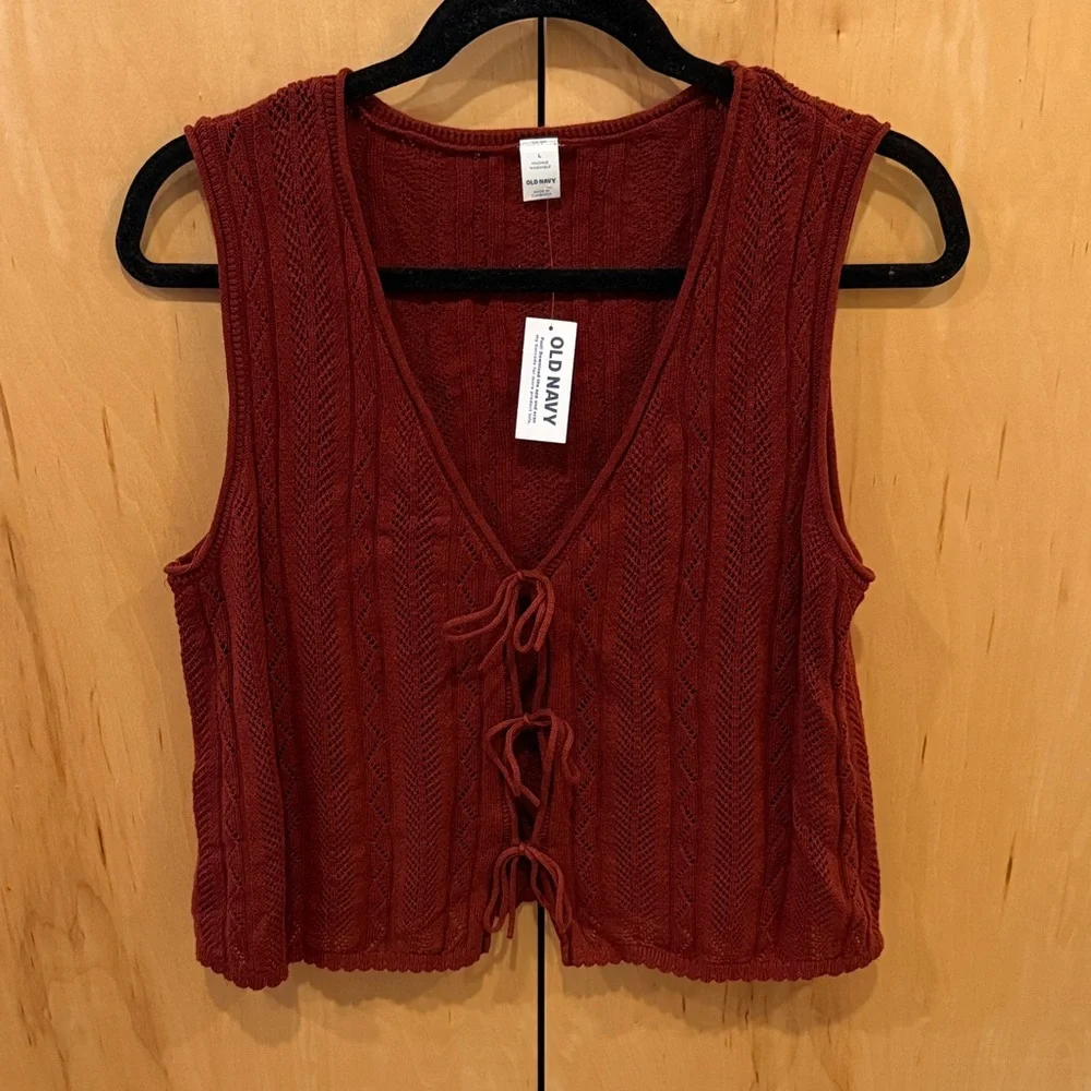 Old Navy Women's Sleeveless Crochet Tie-Front Top - Picture 1 of 4